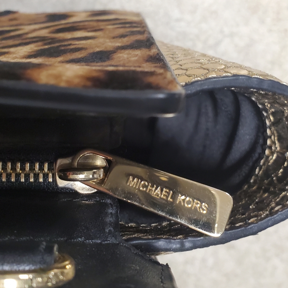Michael Kors Leopard Print and Gold Tote Bag - Picture 8 of 14